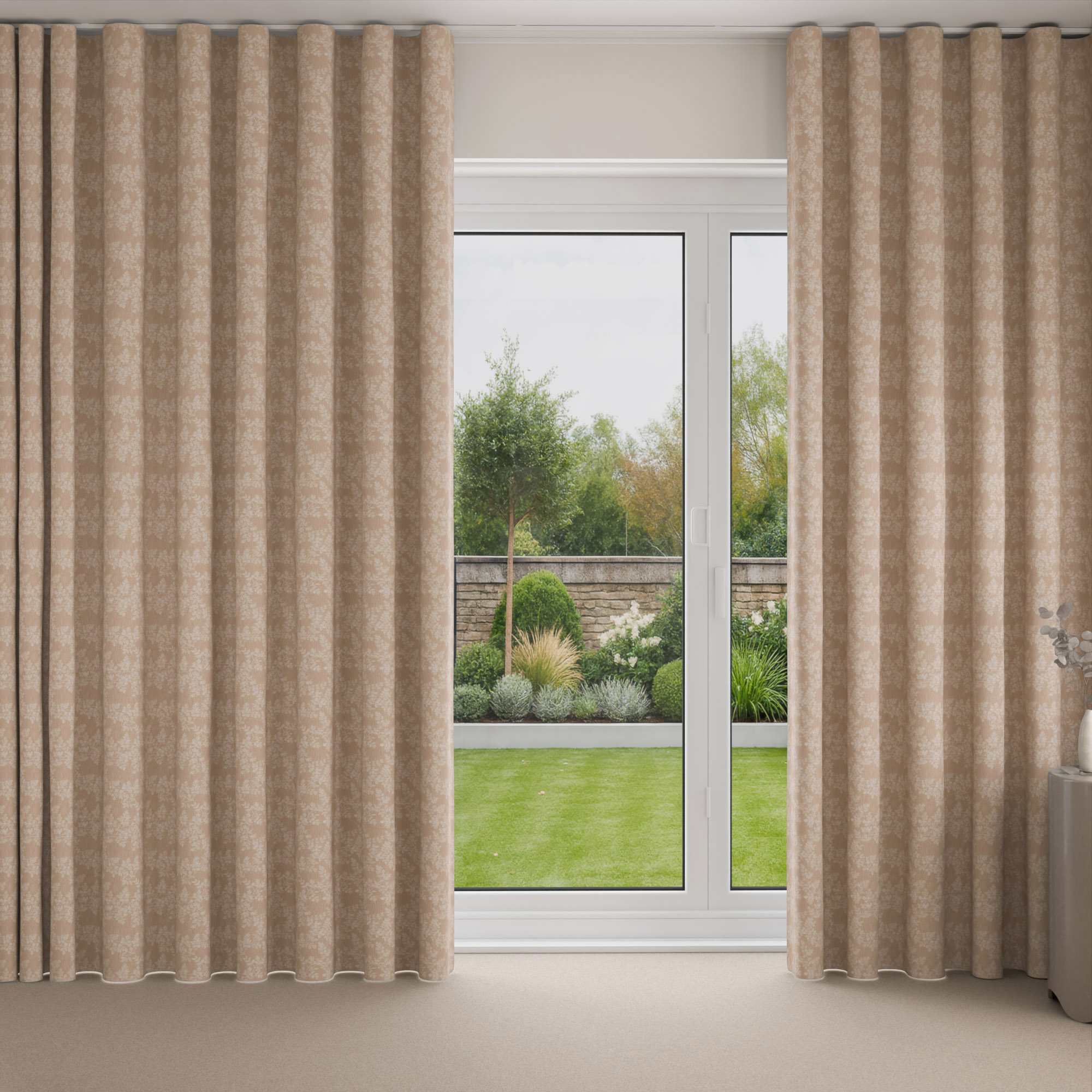 Laura Ashley Burnham Woven Truffle Wave Curtain - Image 3
