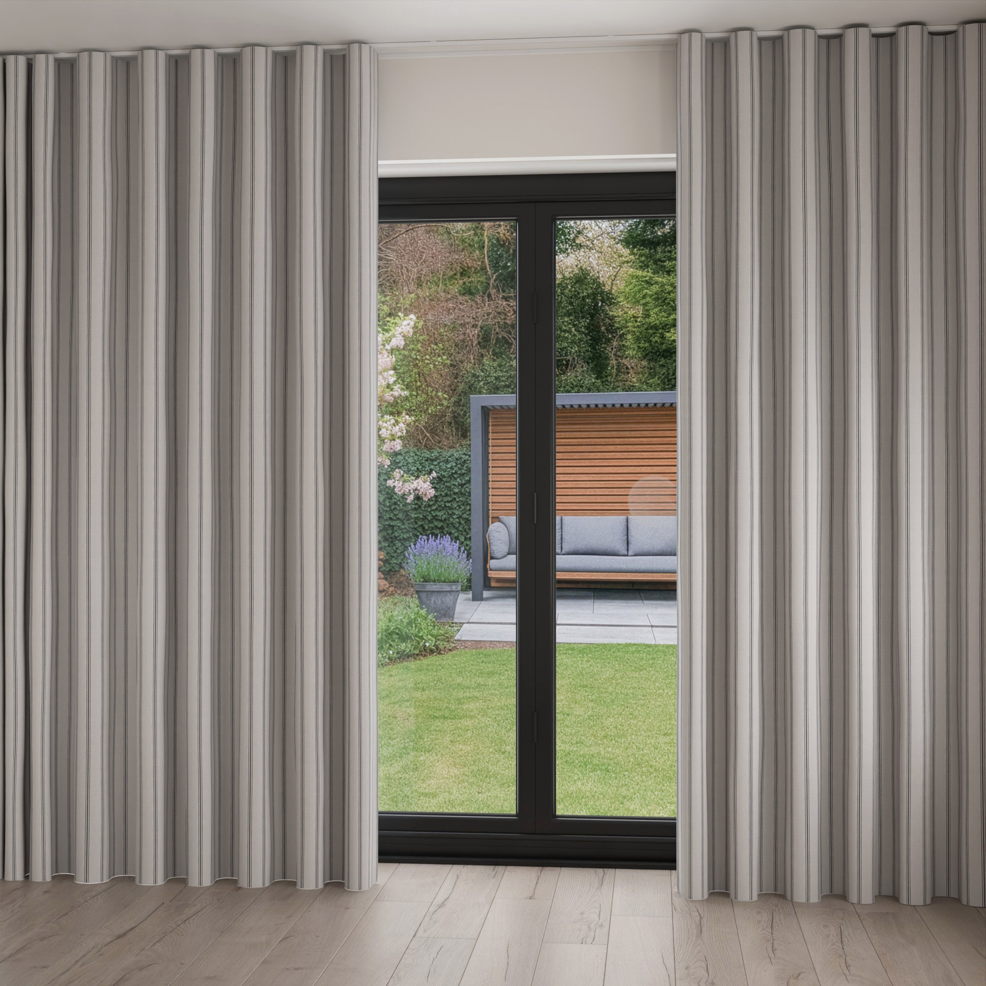 Laura Ashley Burnsall Stripe Moonbeam Wave Curtain - Image 2