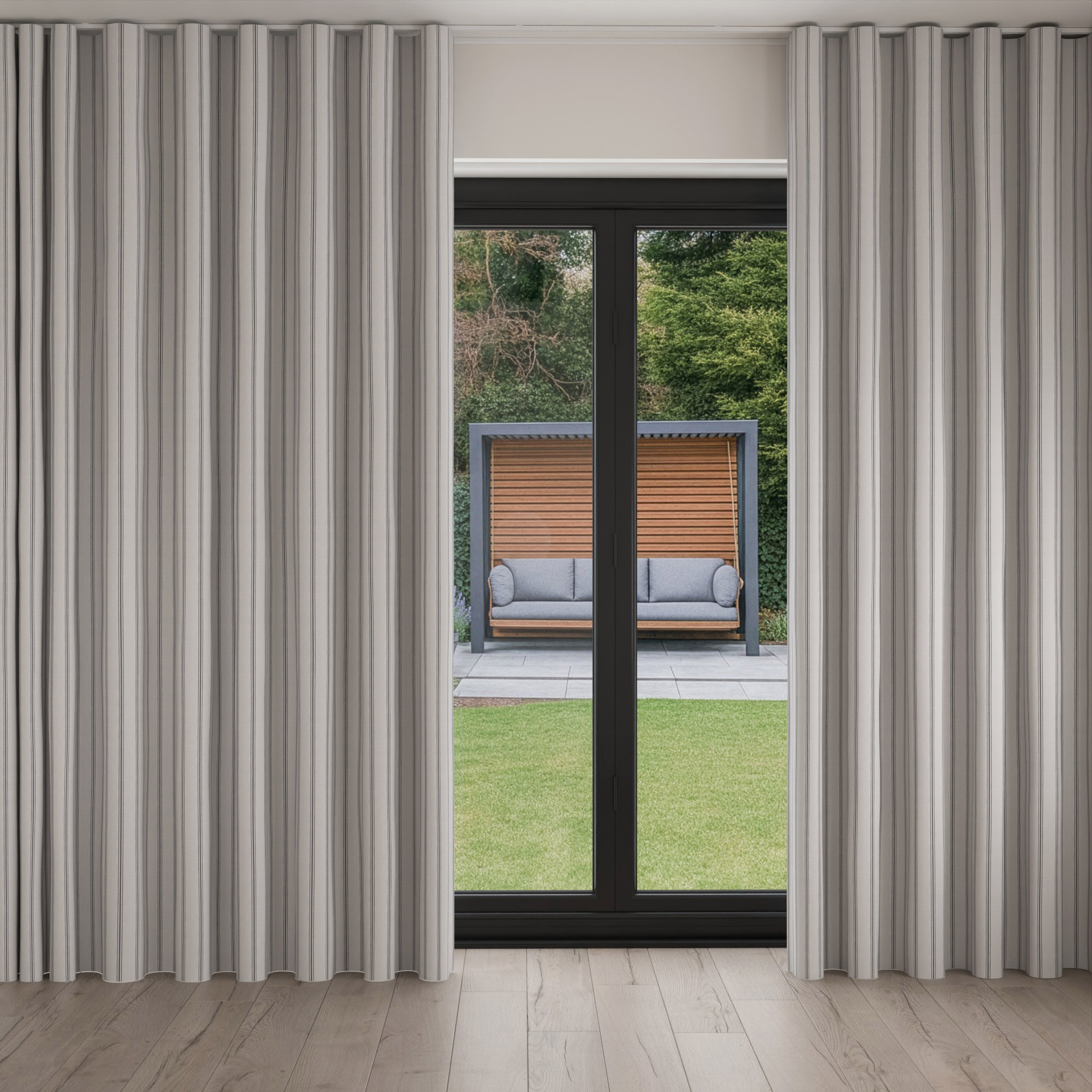 Laura Ashley Burnsall Stripe Moonbeam Wave Curtain - Image 3