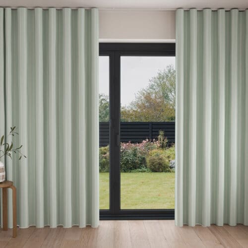 Laura Ashley Burnsall Stripe Smoke Green Wave Curtain