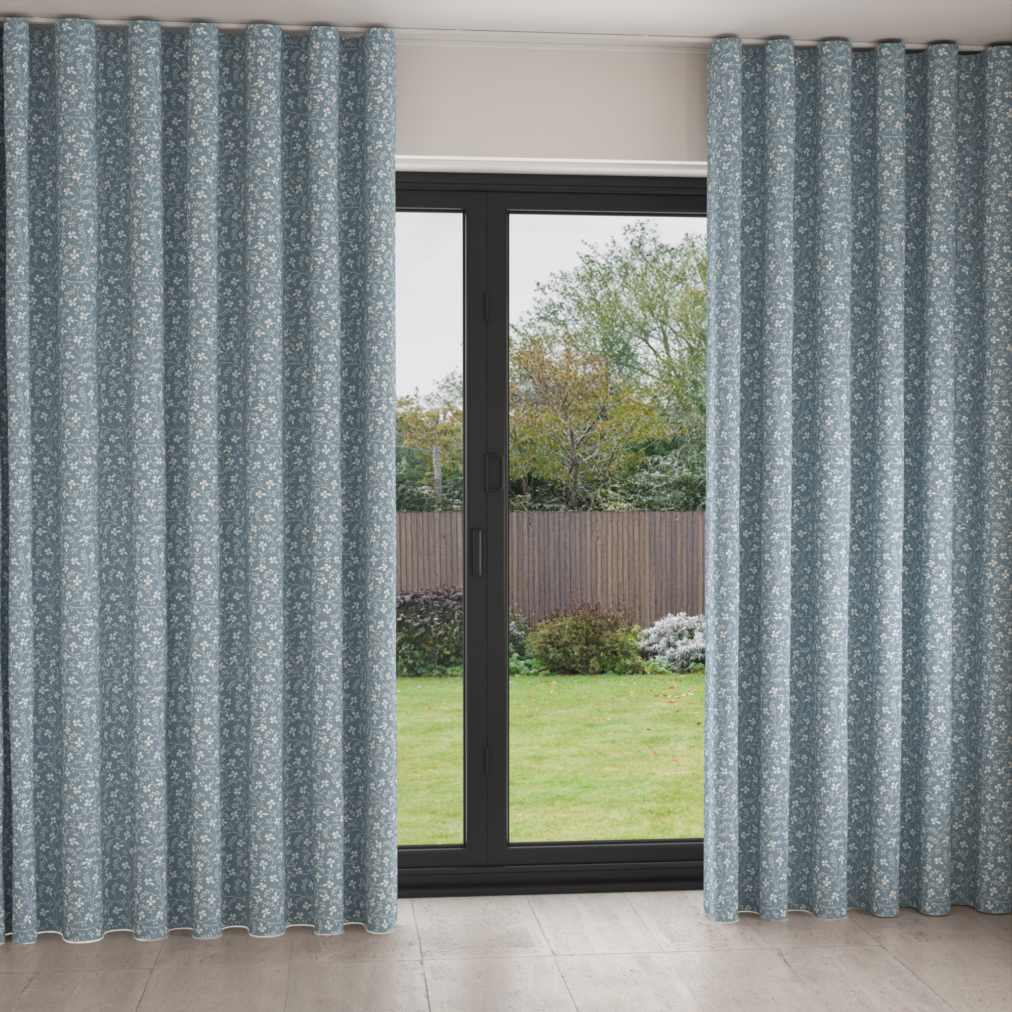 Laura Ashley Campion Newport Blue Wave Curtain