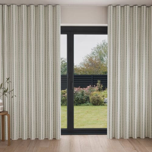Laura Ashley Candy Stripe Bottle Green Wave Curtain