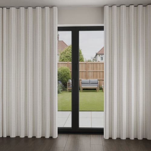 Laura Ashley Candy Stripe Dove Grey Wave Curtain