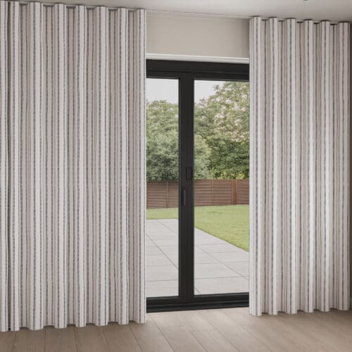 Laura Ashley Candy Stripe French Navy Wave Curtain