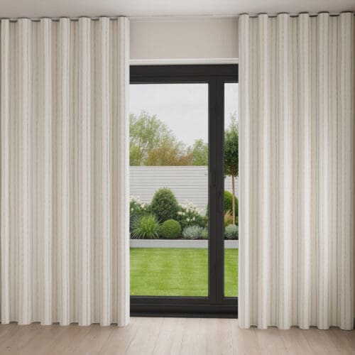 Laura Ashley Candy Stripe Pale Ochre Wave Curtain