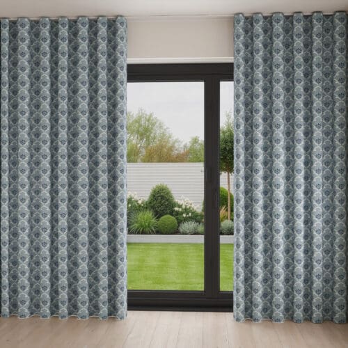 Laura Ashley Coralie Pale Seaspray Wave Curtain