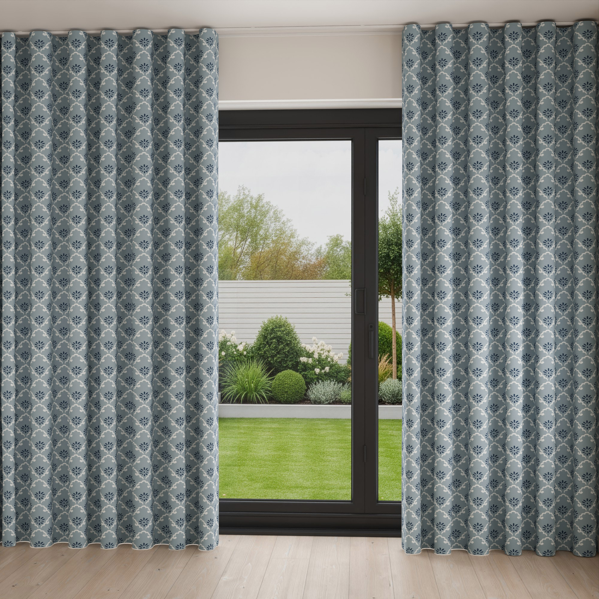 Laura Ashley Coralie Pale Seaspray Wave Curtain