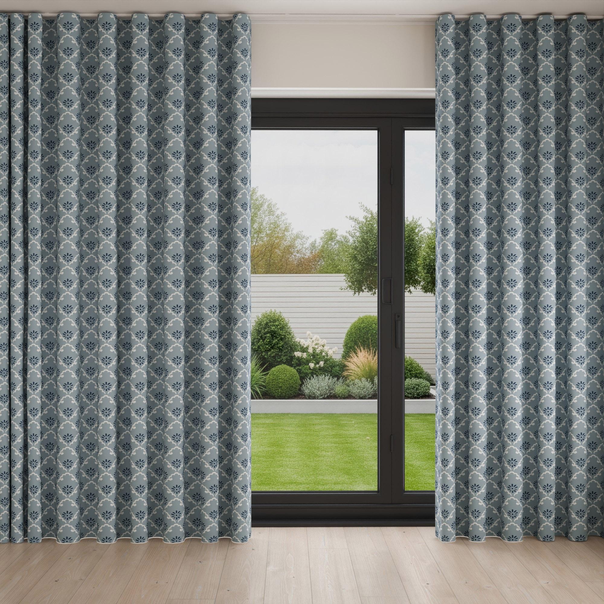 Laura Ashley Coralie Pale Seaspray Wave Curtain - Image 3