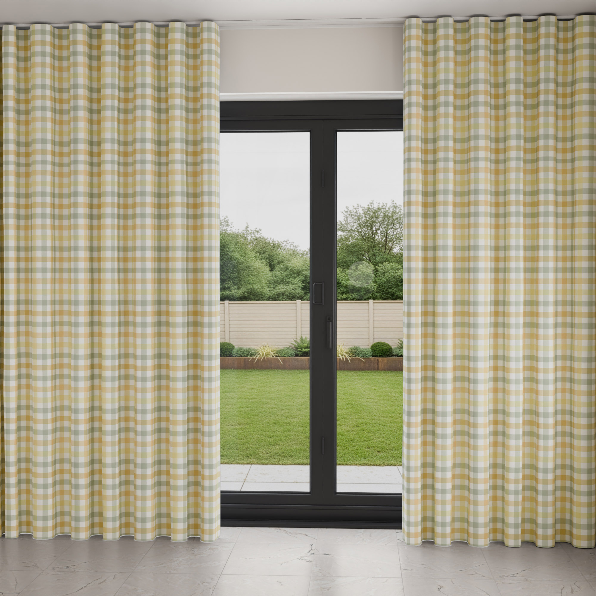 Laura Ashley Cove Check Ochre Wave Curtain - Image 2