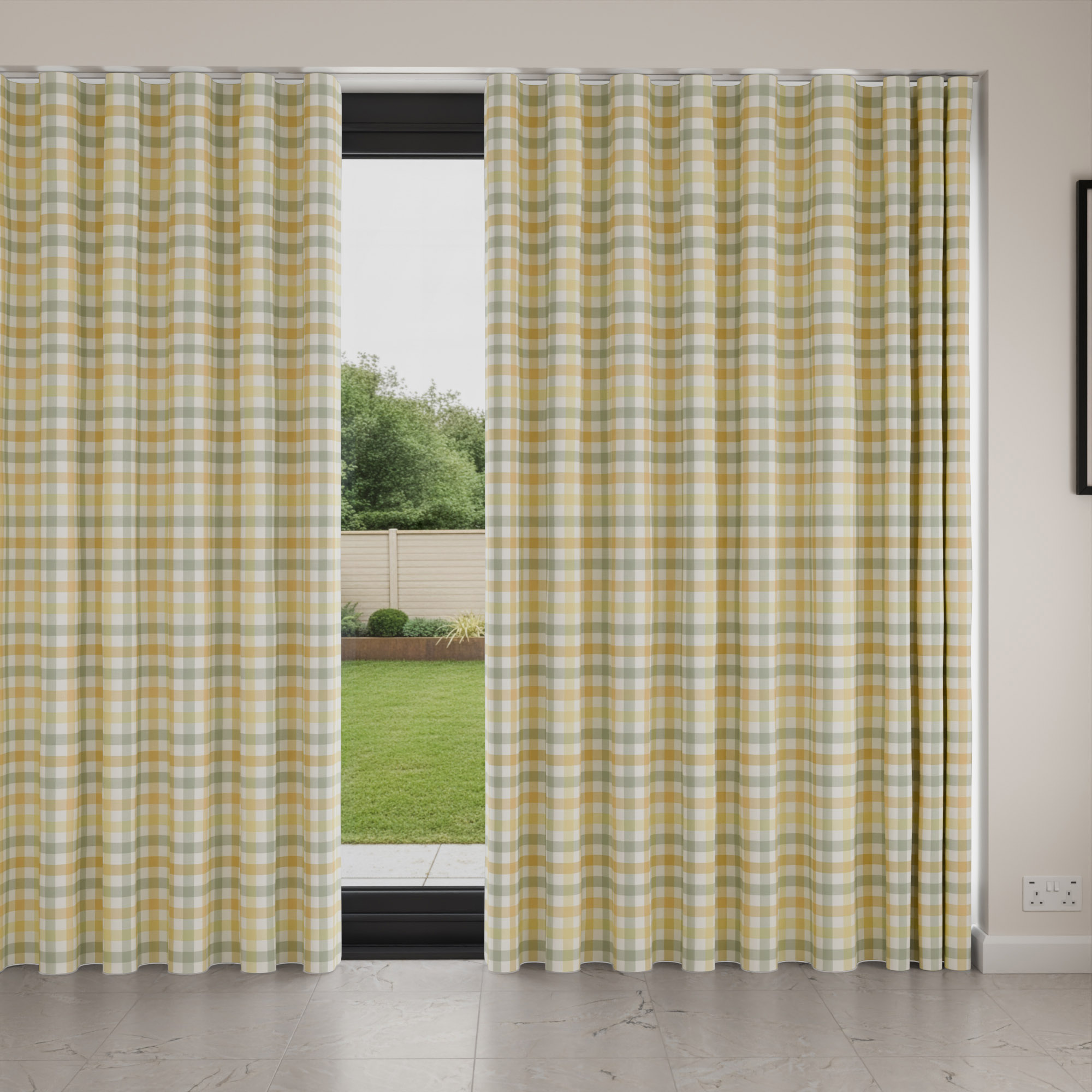 Laura Ashley Cove Check Ochre Wave Curtain - Image 4