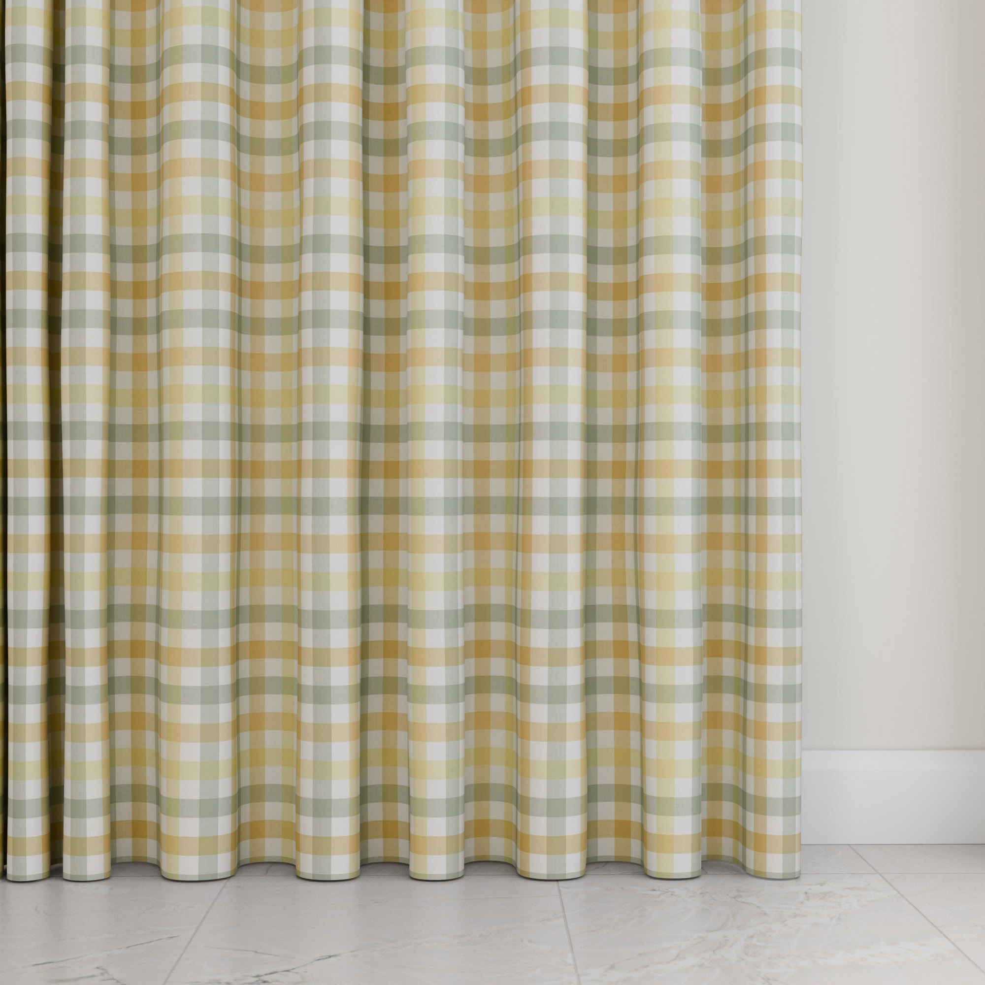 Laura Ashley Cove Check Ochre Wave Curtain - Image 5
