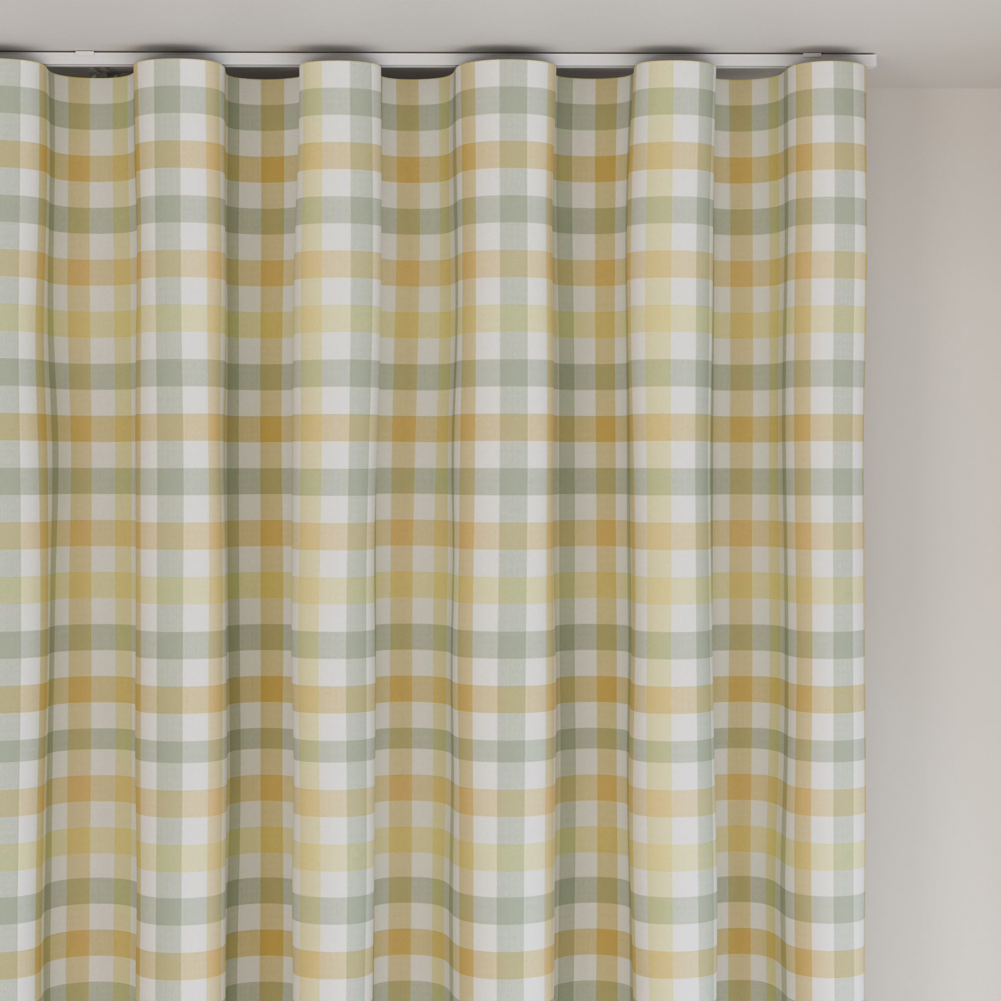 Laura Ashley Cove Check Ochre Wave Curtain - Image 6