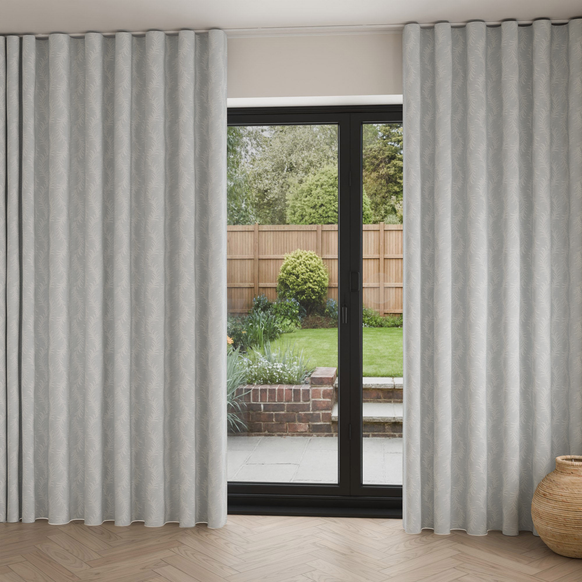 Laura Ashley Dee Slate White Wave Curtain