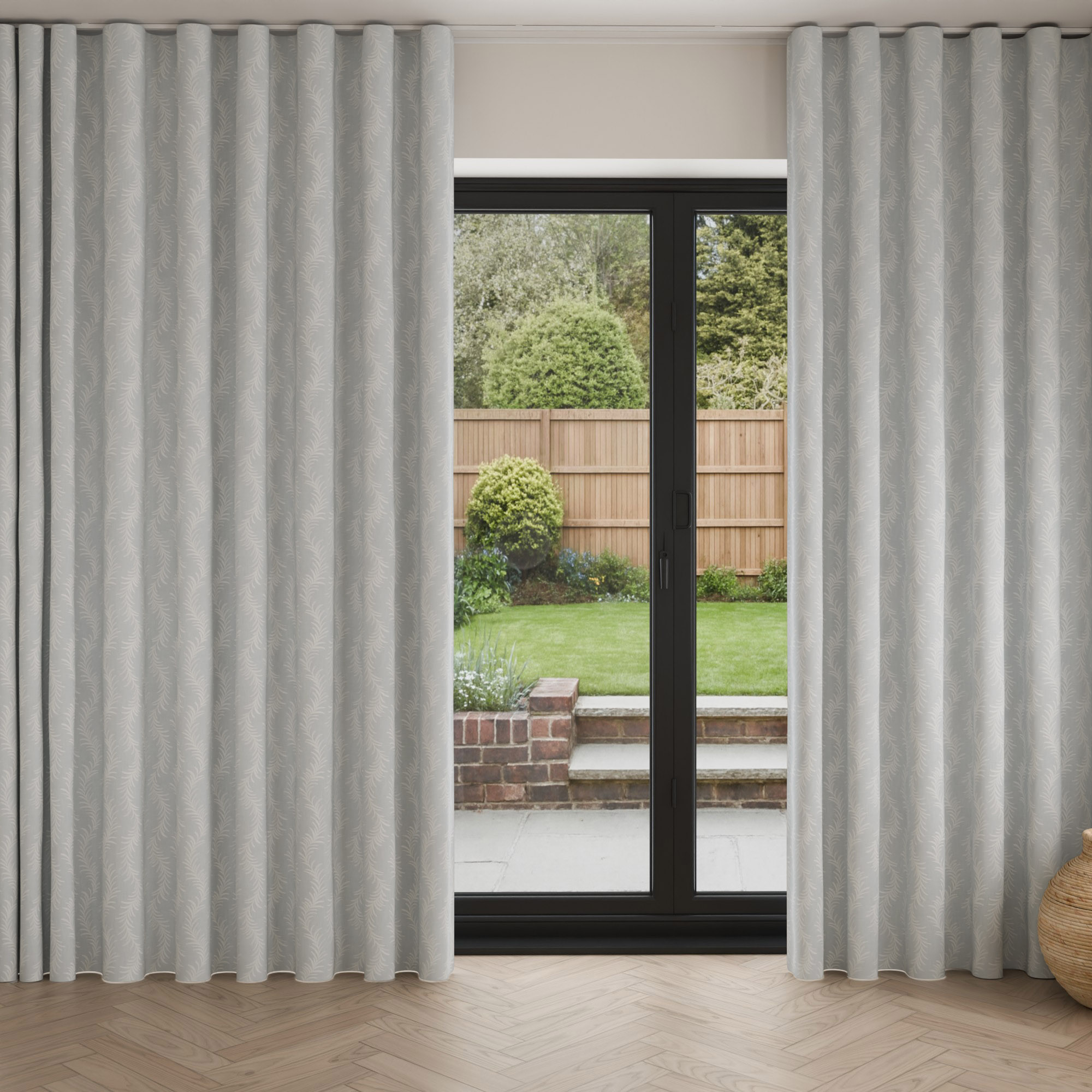 Laura Ashley Dee Slate White Wave Curtain - Image 3