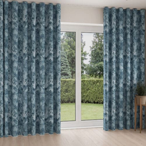 Laura Ashley Eglantine Silhouette Woven Seaspray Wave Curtain