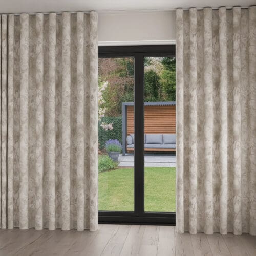 Laura Ashley Eglantine Silhouette Woven White Sands Wave Curtain