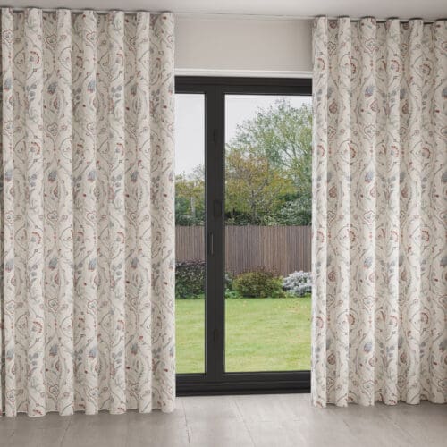Laura Ashley Foscot Damask Crimson Red Wave Curtain