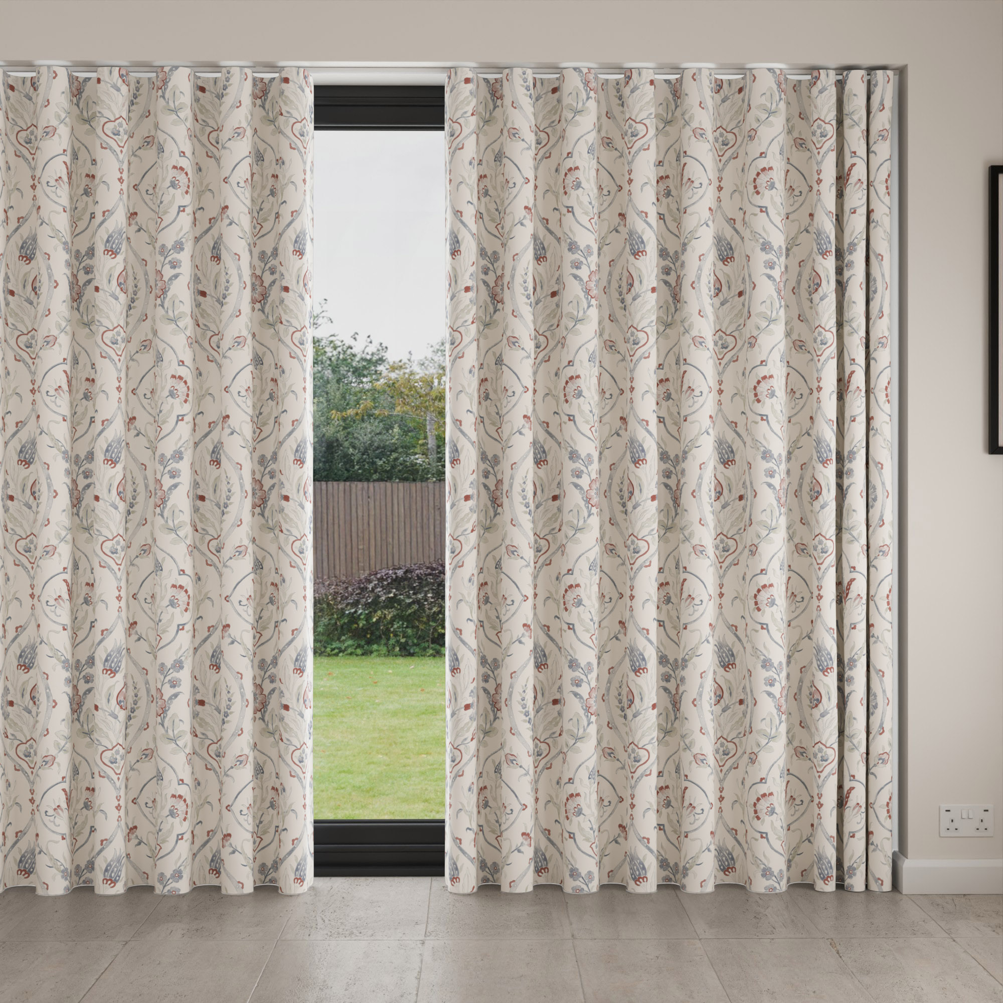 Laura Ashley Foscot Damask Crimson Red Wave Curtain - Image 4
