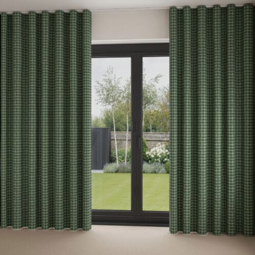 Laura Ashley Gingham Bottle Green Wave Curtain