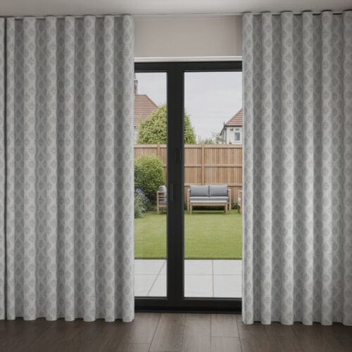 Laura Ashley Gower Slate White Wave Curtain