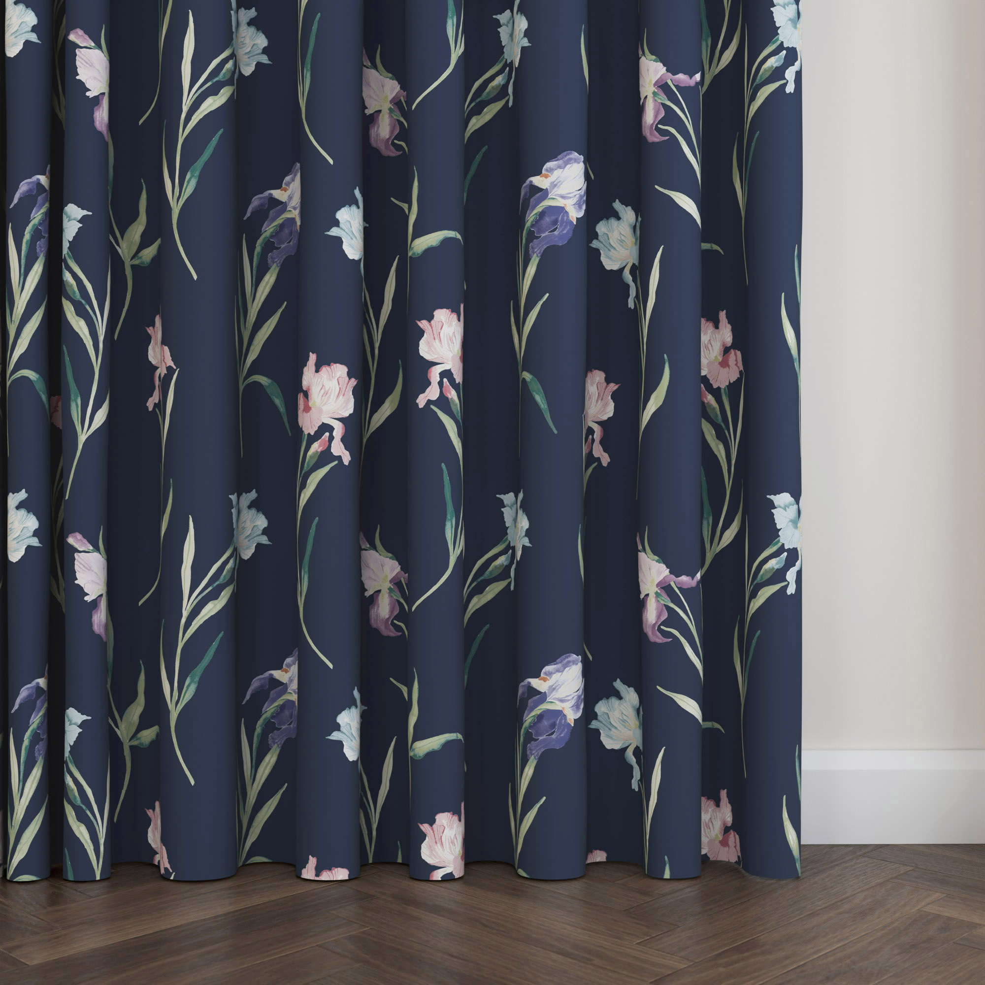 Laura Ashley Hawling Irises Midnight Navy Wave Curtain - Image 5