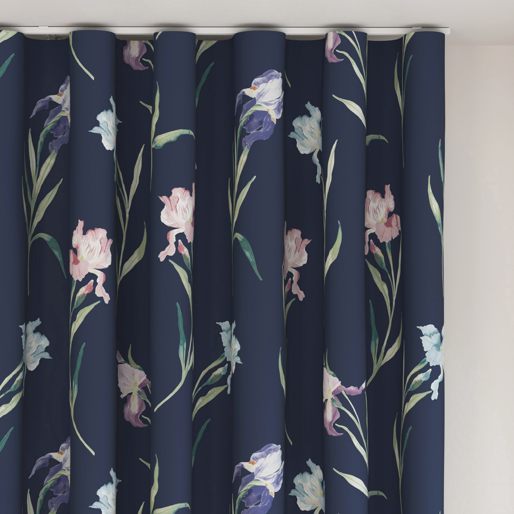 Laura Ashley Hawling Irises Midnight Navy Wave Curtain - Image 6