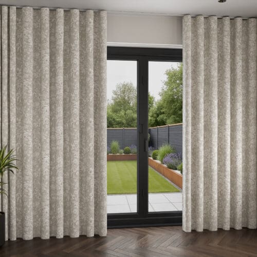 Laura Ashley Heledd Blooms Dove Grey Wave Curtain