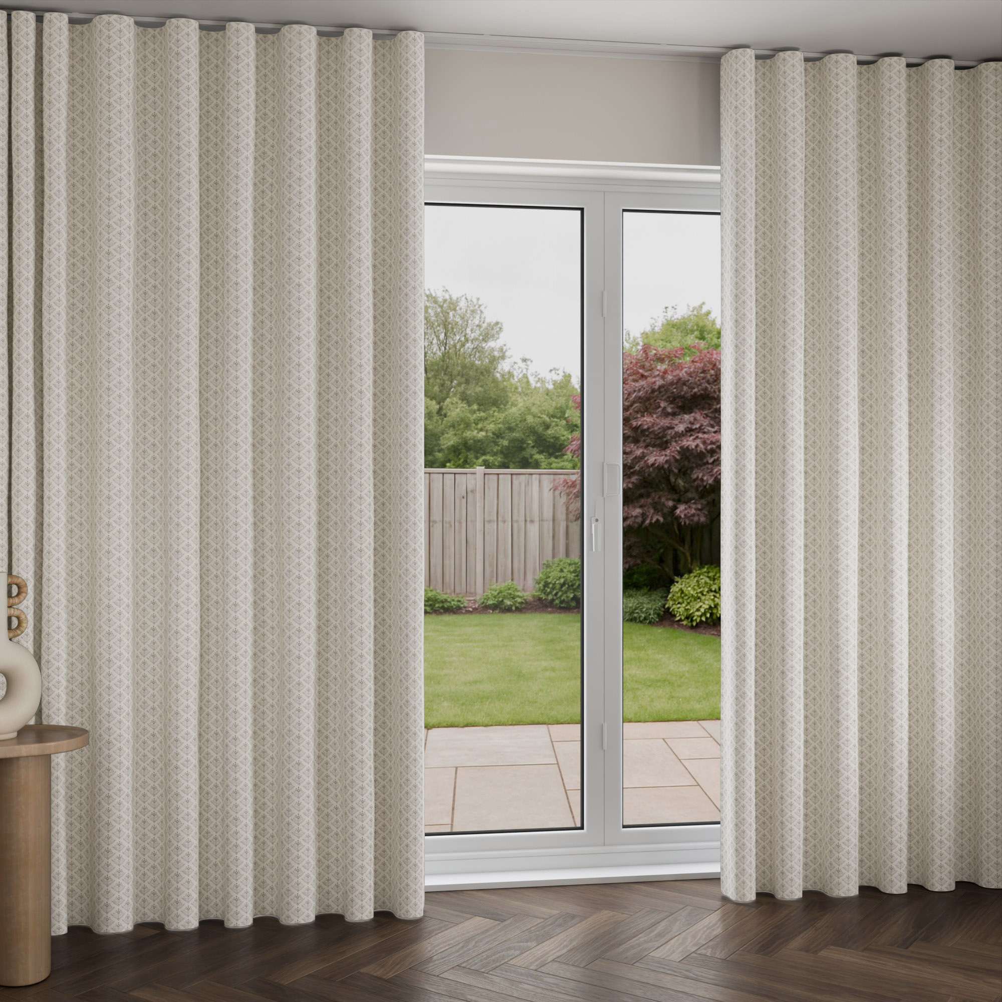 Laura Ashley Lady Fern Dark Dove Grey Wave Curtain - Image 2