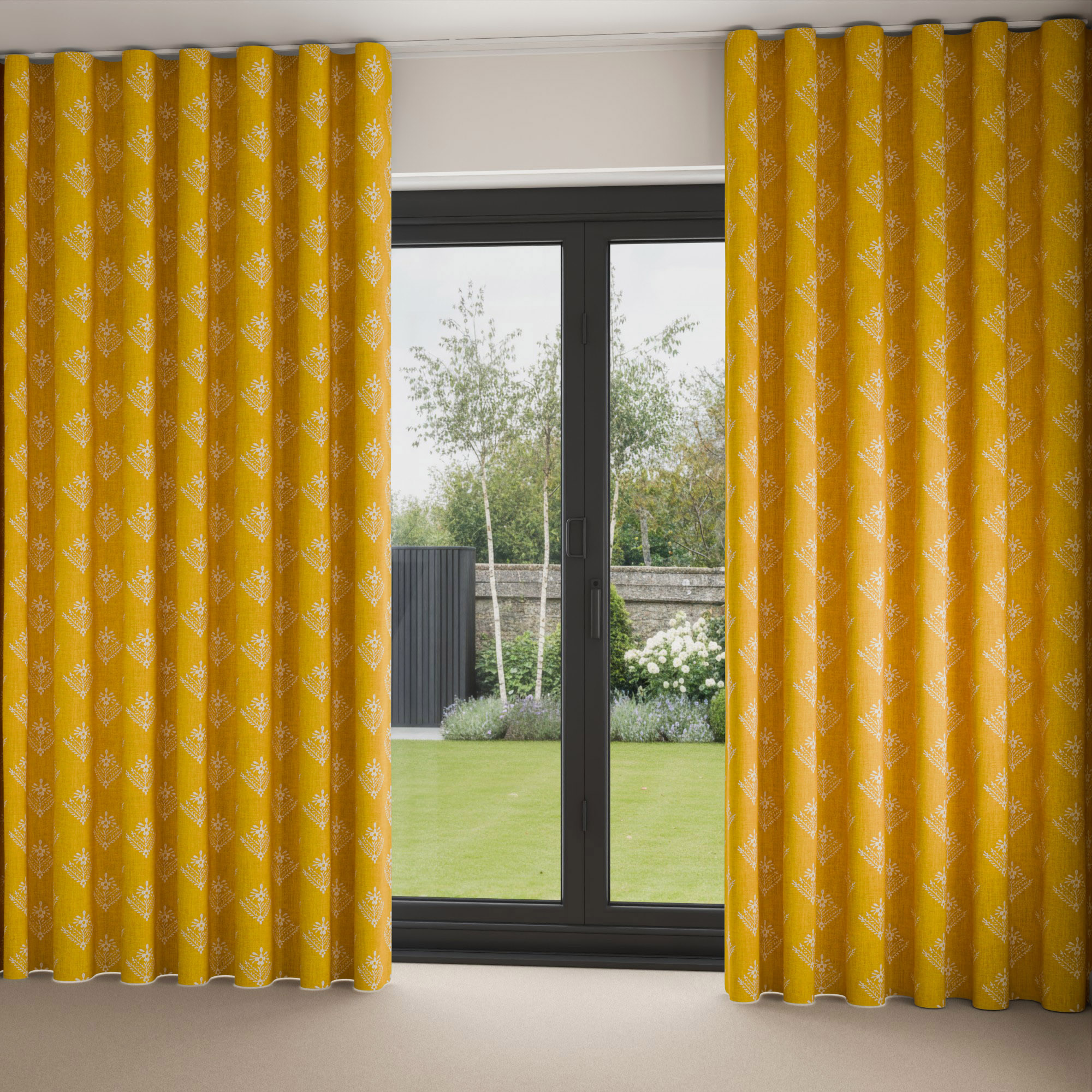 Laura Ashley Lady Fern Embroidery Dijon Wave Curtain - Image 2