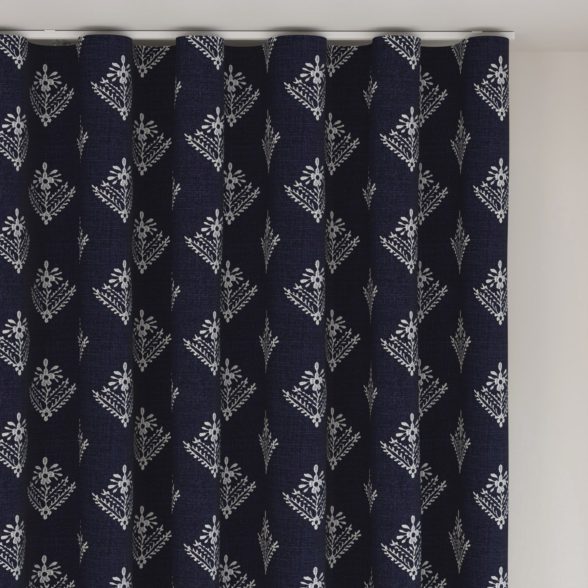 Laura Ashley Lady Fern Embroidery French Navy Wave Curtain - Image 6