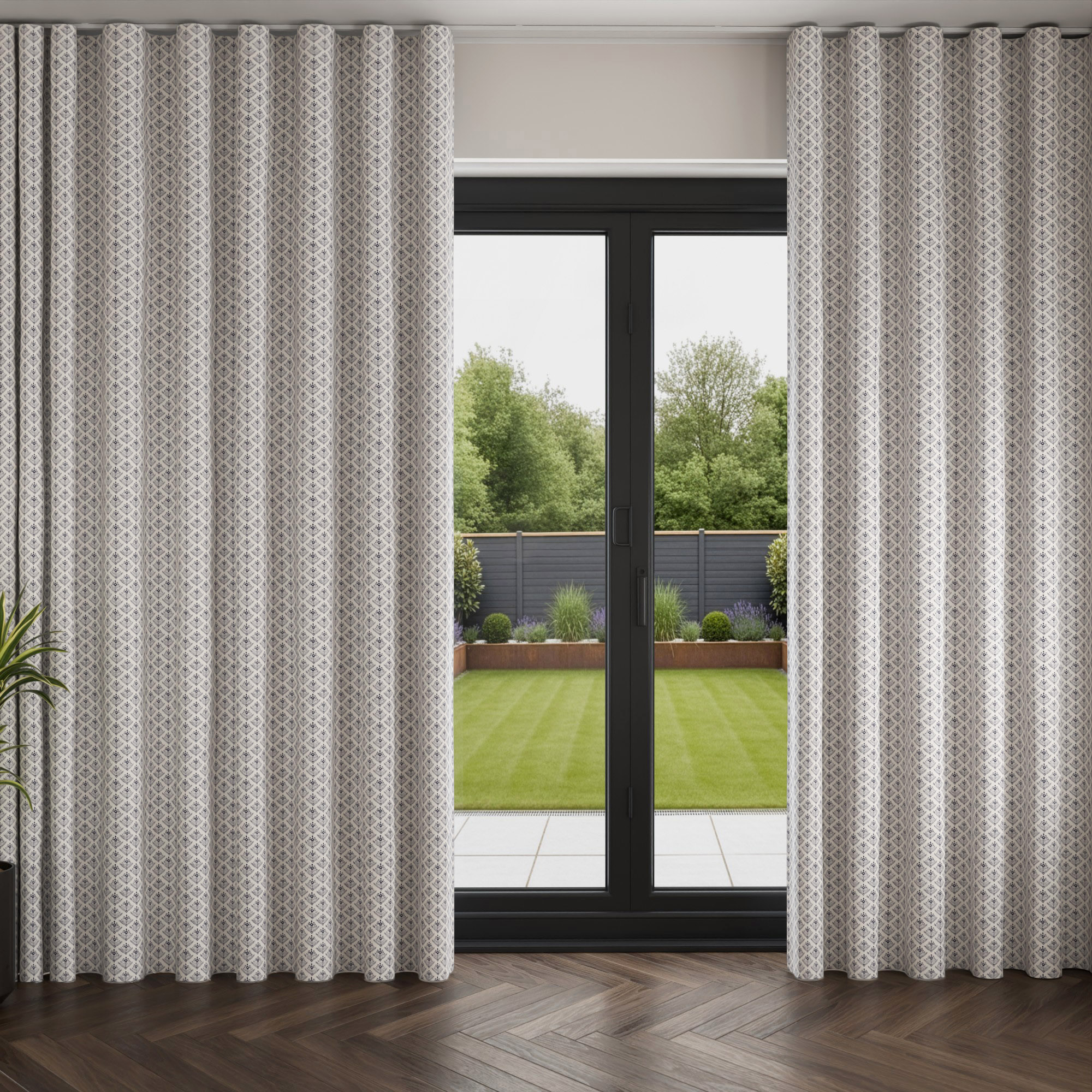 Laura Ashley Lady Fern French Navy Wave Curtain - Image 3
