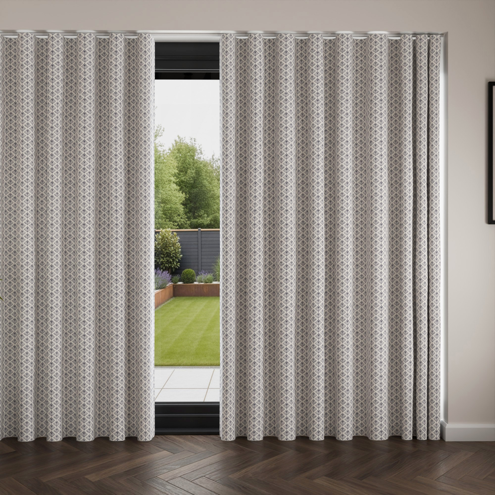 Laura Ashley Lady Fern French Navy Wave Curtain - Image 4