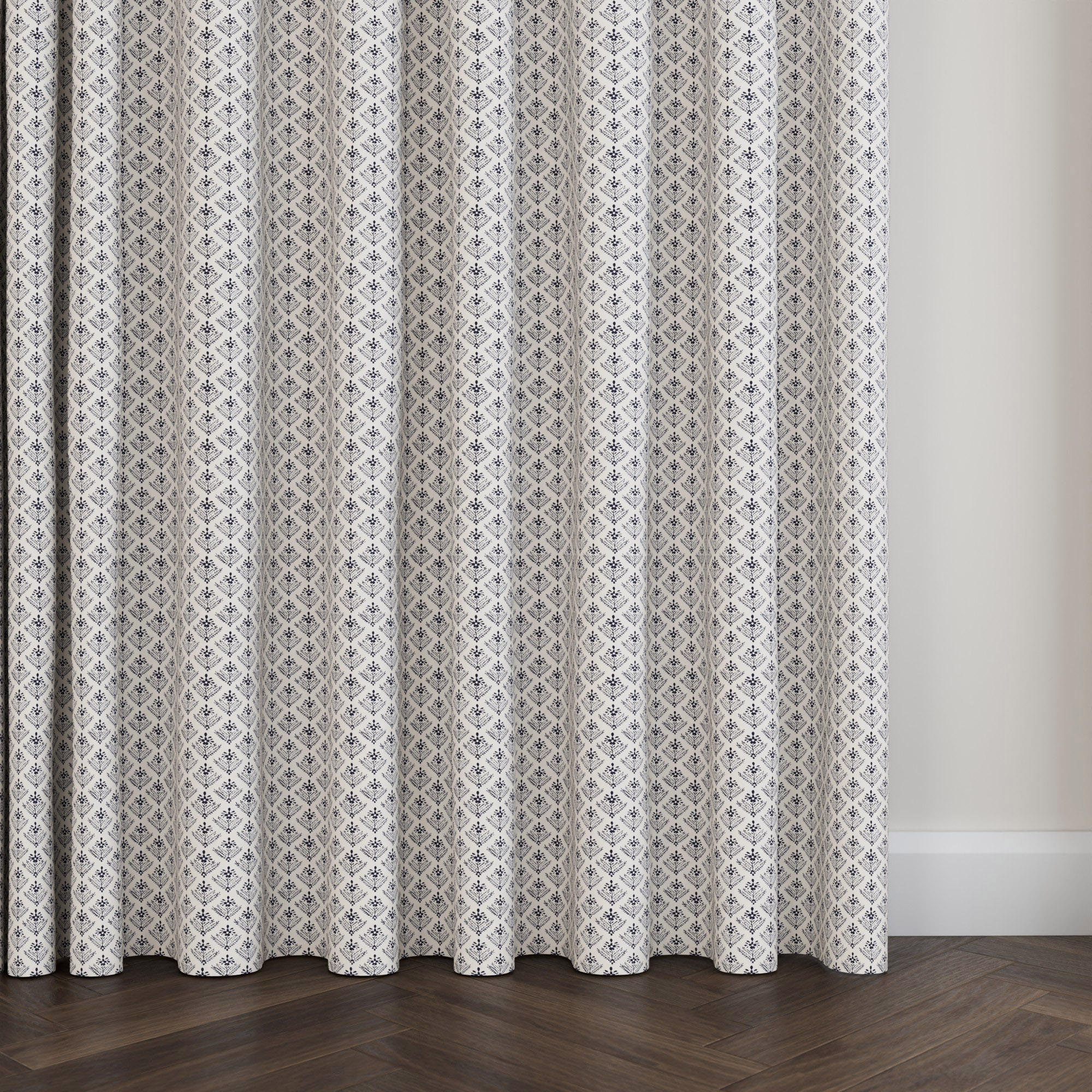 Laura Ashley Lady Fern French Navy Wave Curtain - Image 5