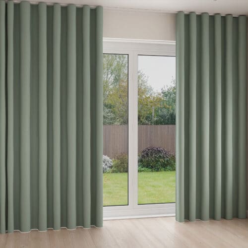 Laura Ashley Middleton Dark Sage Green Wave Curtain