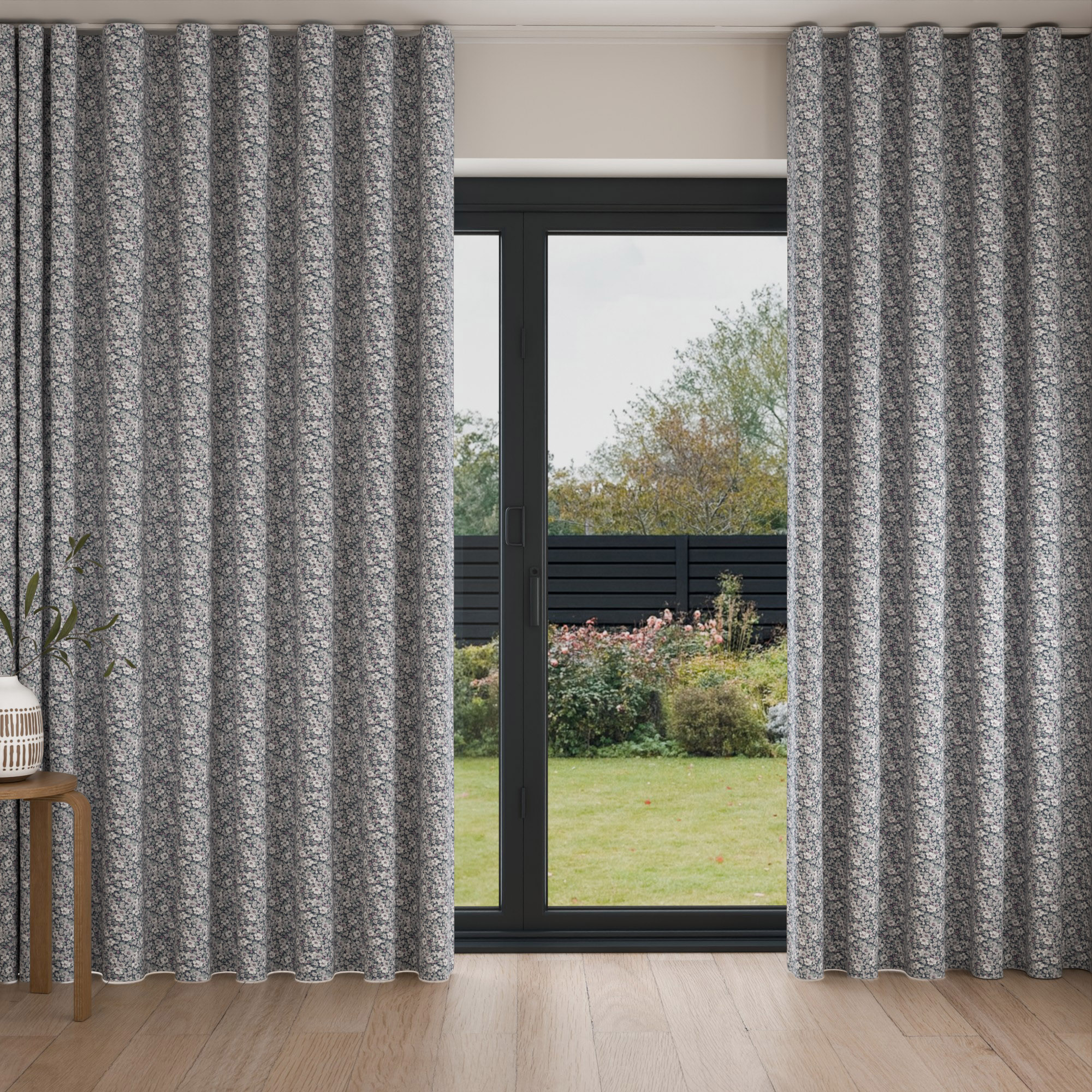 Laura Ashley Libby Floral Grape Wave Curtain - Image 3