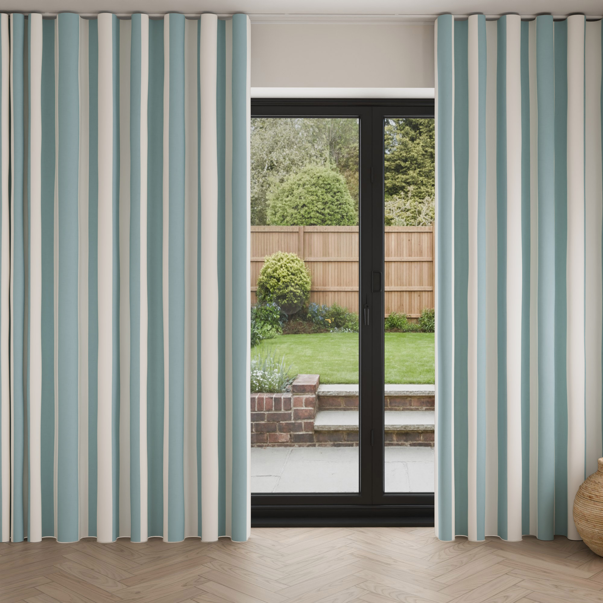 Laura Ashley Lille Stripe Seaspray Wave Curtain - Image 3