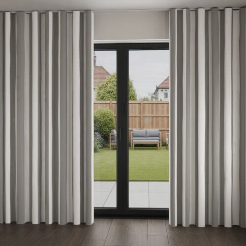 Laura Ashley Lille Stripe Steel Wave Curtain