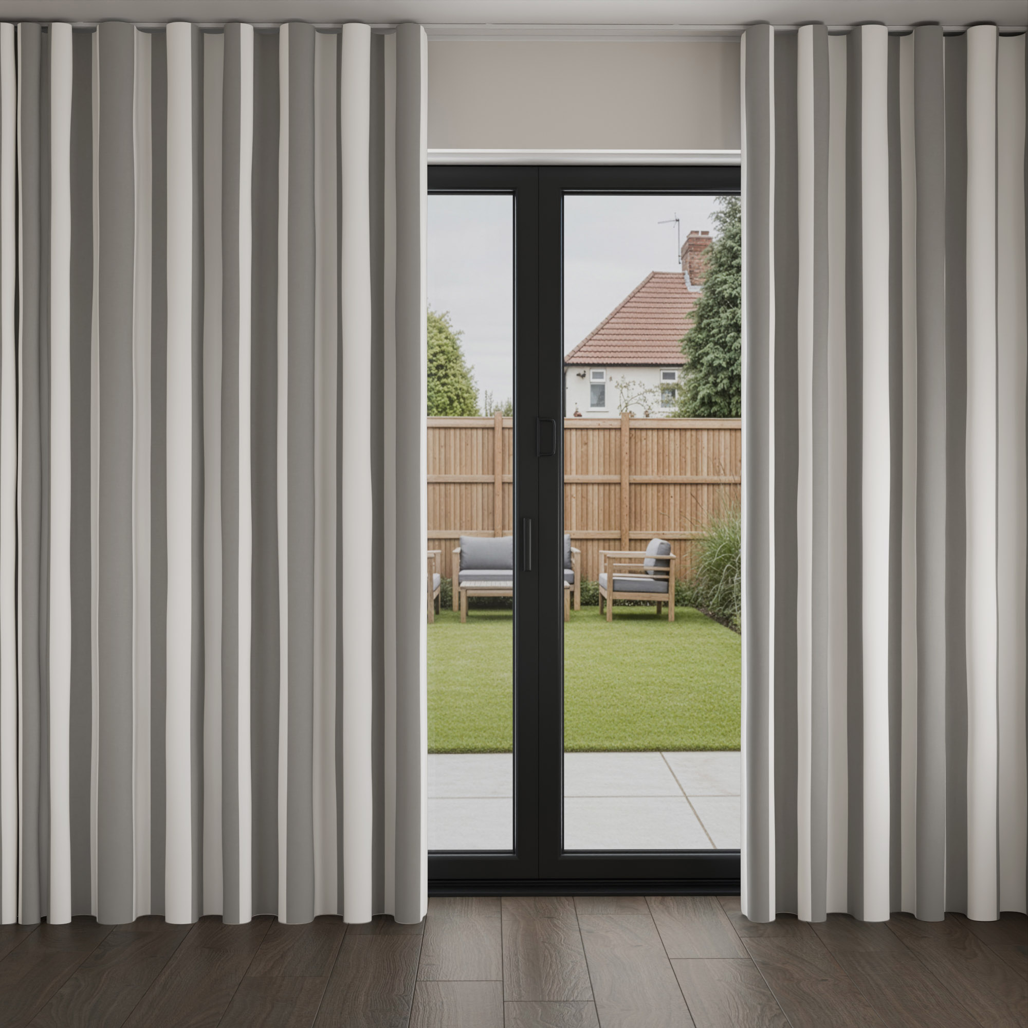 Laura Ashley Lille Stripe Steel Wave Curtain - Image 3