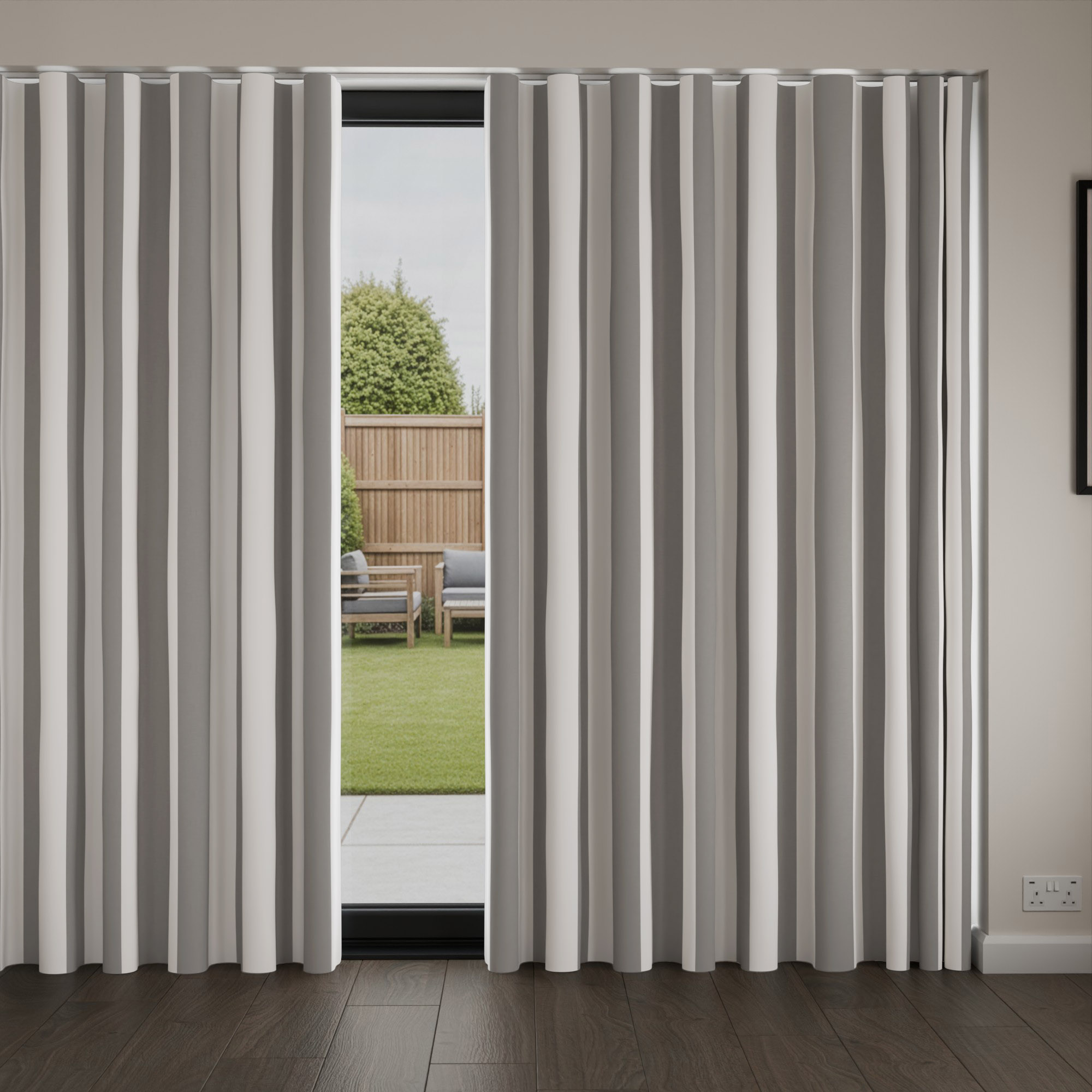 Laura Ashley Lille Stripe Steel Wave Curtain - Image 4