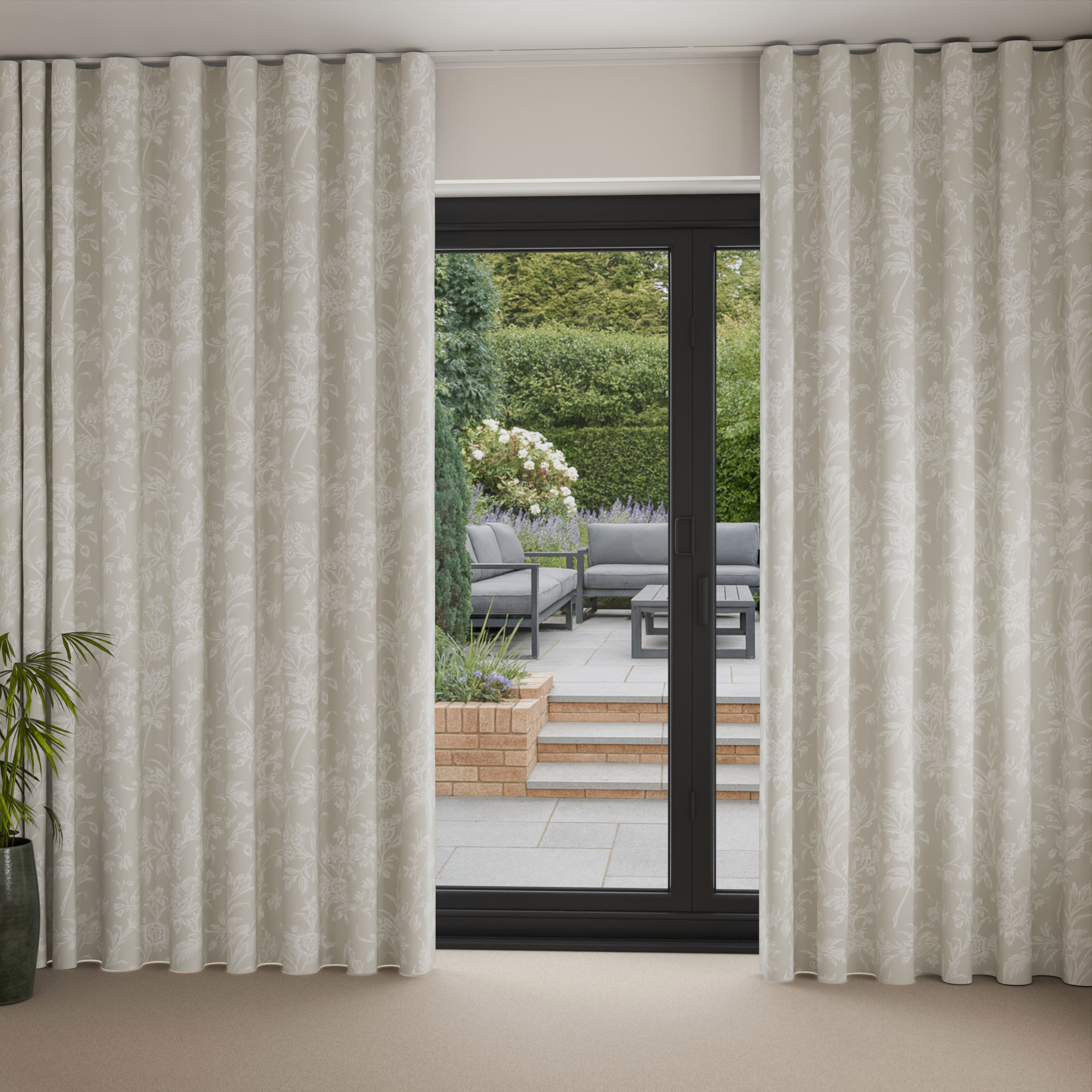 Laura Ashley Lloyd Dove Grey Wave Curtain