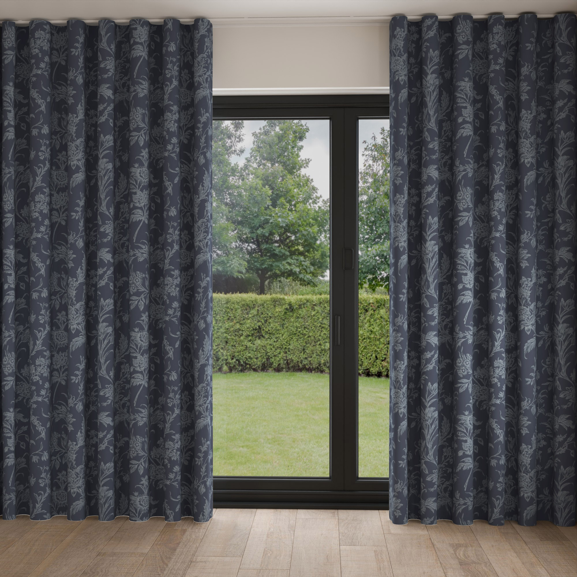 Laura Ashley Lloyd Midnight Navy Wave Curtain - Image 2