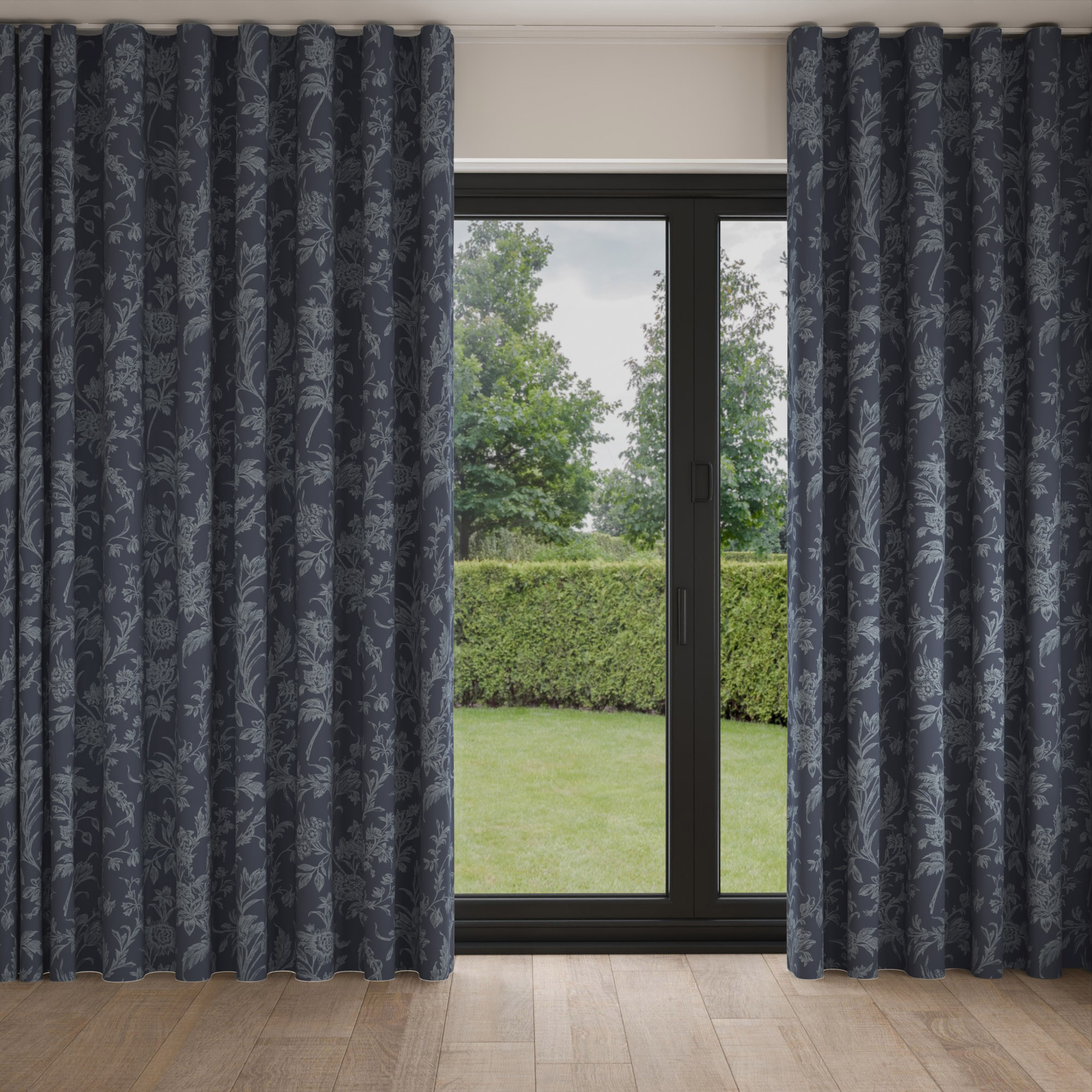 Laura Ashley Lloyd Midnight Navy Wave Curtain - Image 3