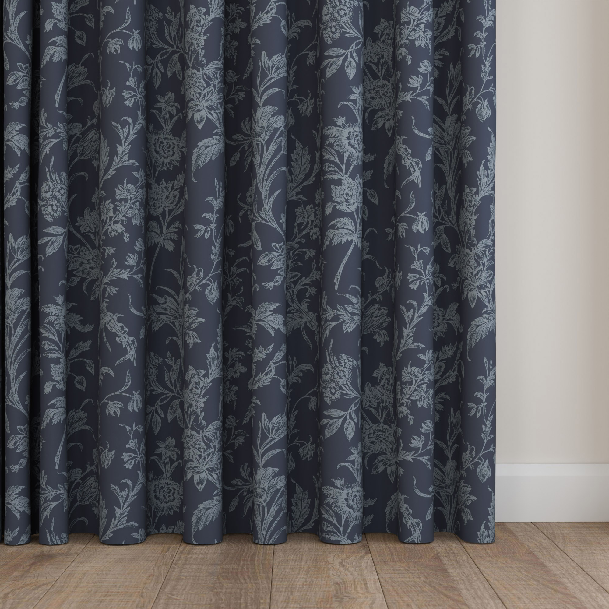 Laura Ashley Lloyd Midnight Navy Wave Curtain - Image 5