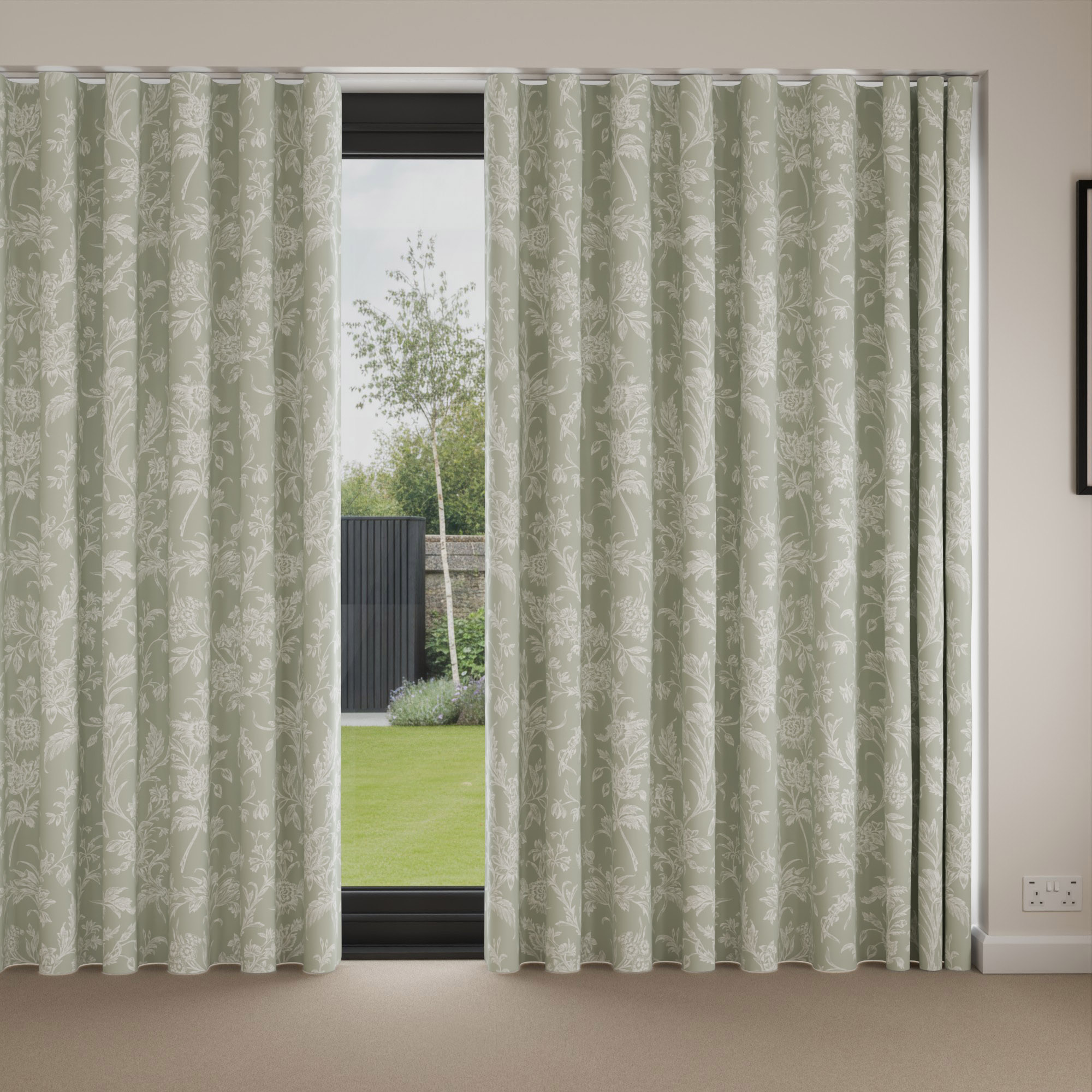 Laura Ashley Lloyd Sage Green Wave Curtain - Image 4