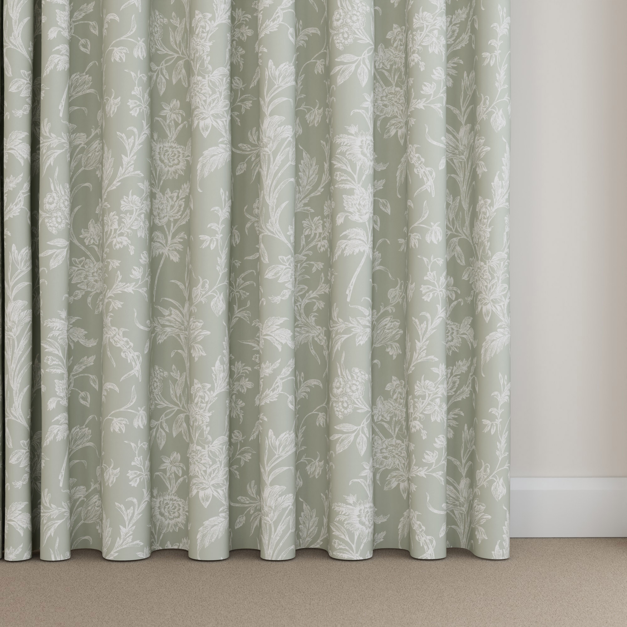 Laura Ashley Lloyd Sage Green Wave Curtain - Image 5