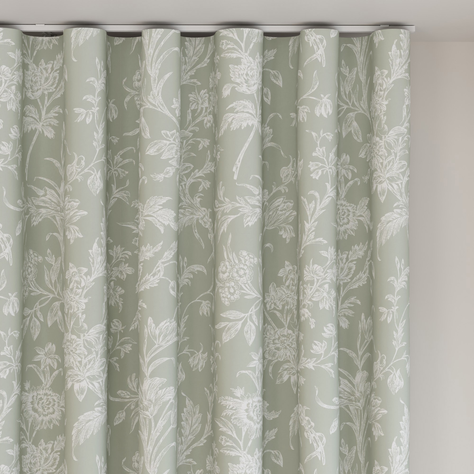 Laura Ashley Lloyd Sage Green Wave Curtain - Image 6