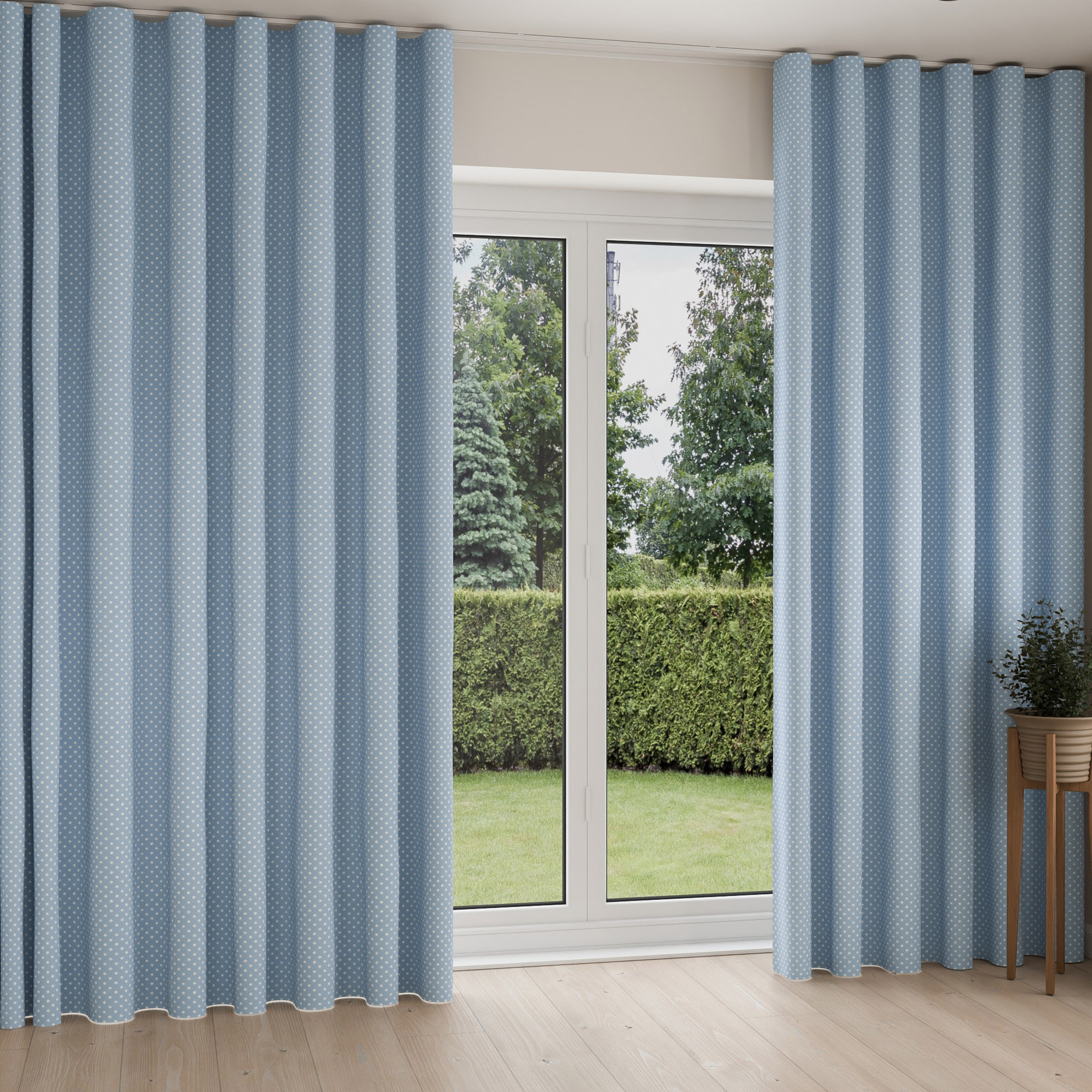 Laura Ashley Louise Star China Blue Wave Curtain - Image 2