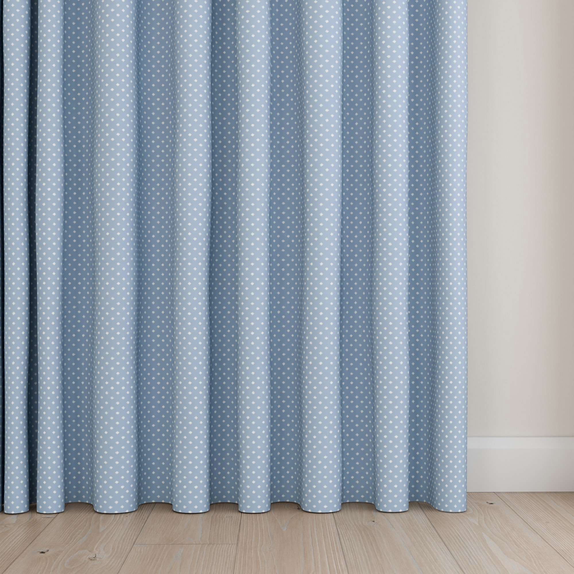 Laura Ashley Louise Star China Blue Wave Curtain - Image 5