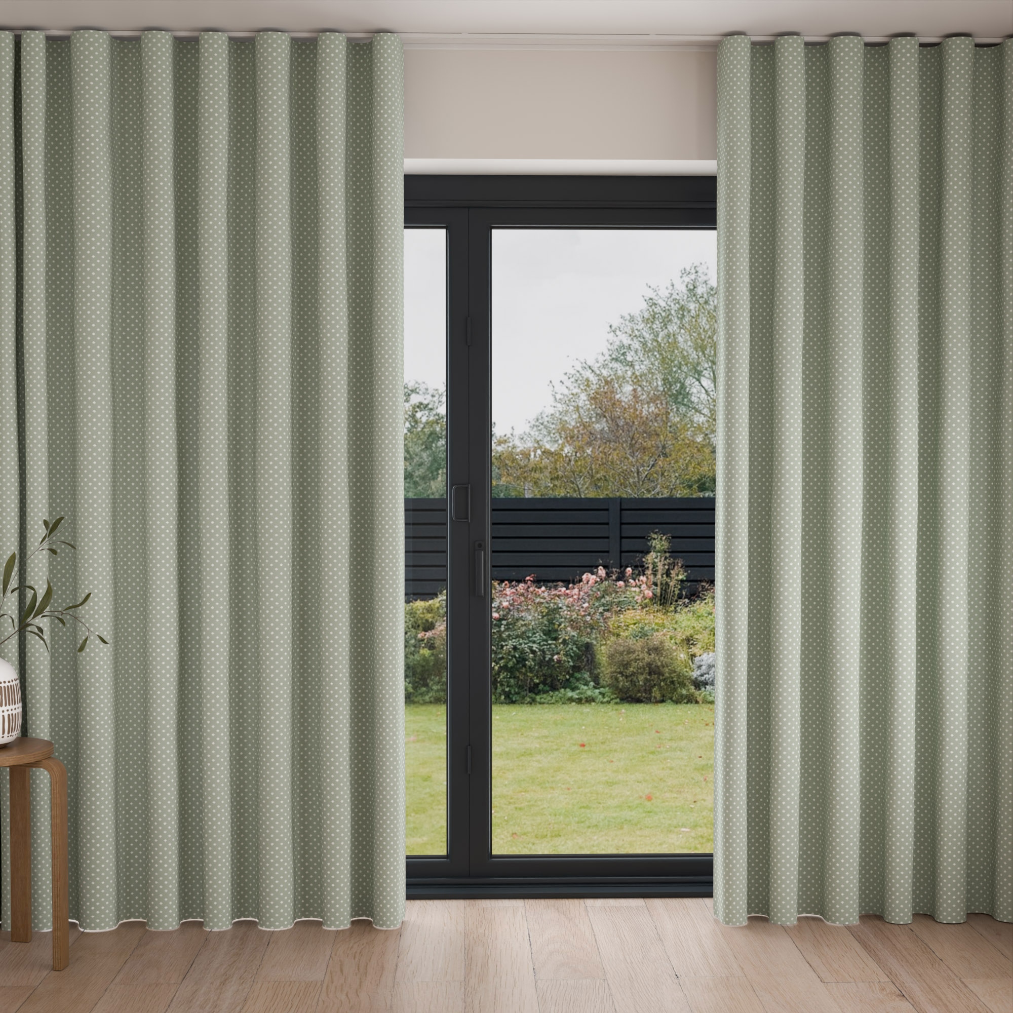Laura Ashley Louise Star Sage Wave Curtain