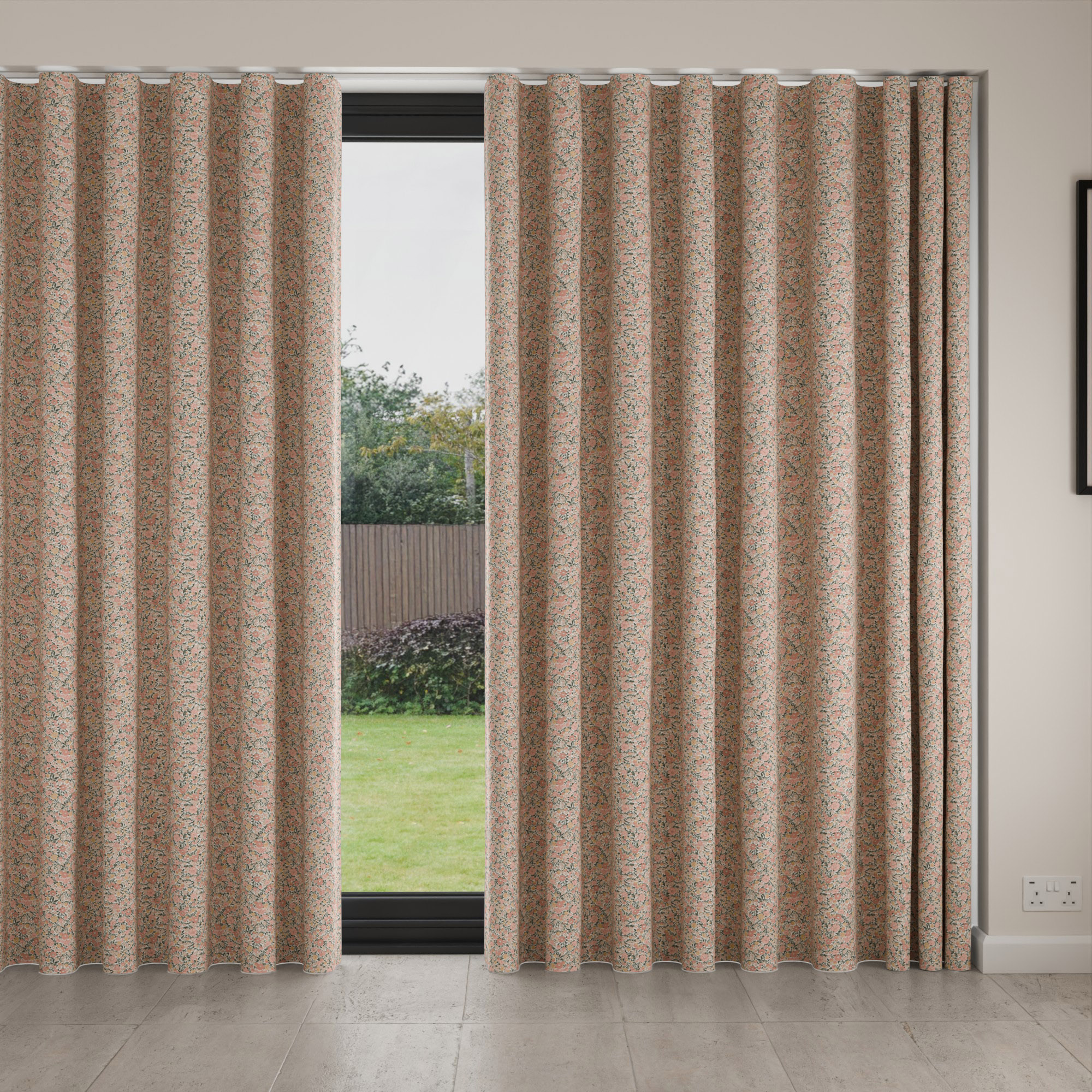 Laura Ashley Loveston Coral Pink Wave Curtain - Image 4